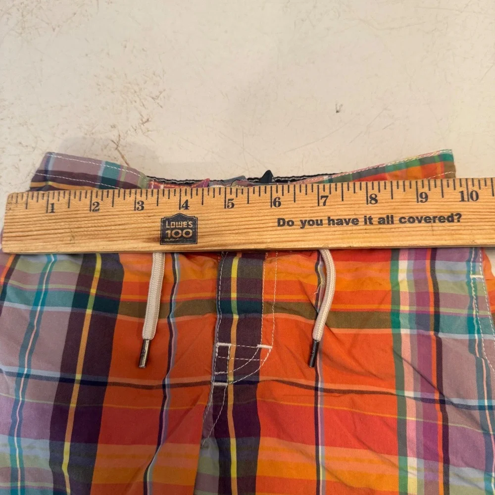 Polo Ralph Lauren Swim Trunks Kids 3T Orange Plaid Drawstring Mesh Lined 5465